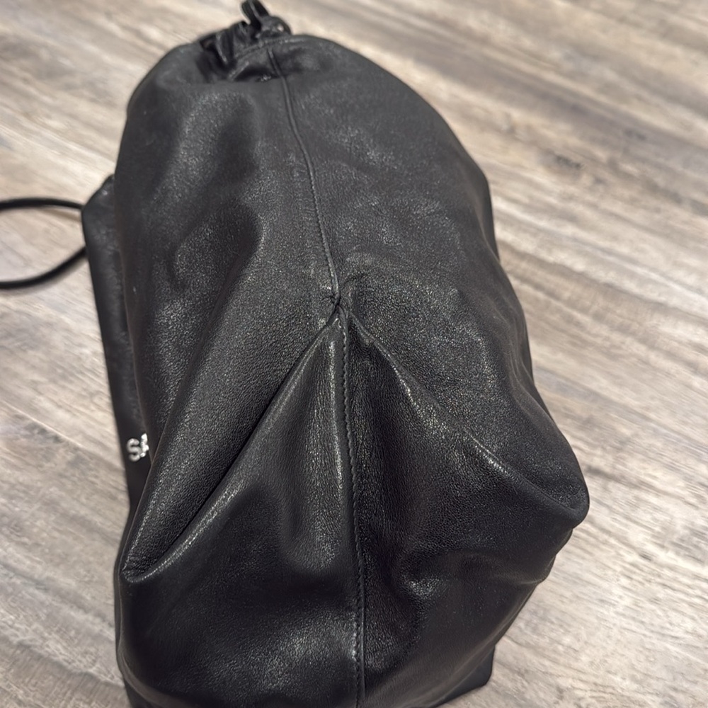 YSL Saint Laurent Teddy Bucket Bag Leather Logo Drawstring Crossbody + Pouch - Picture 14 of 16